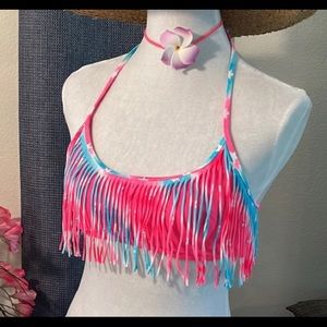 VICTORIA’S SECRET - Pink/Blue/White Fringe Swim Top